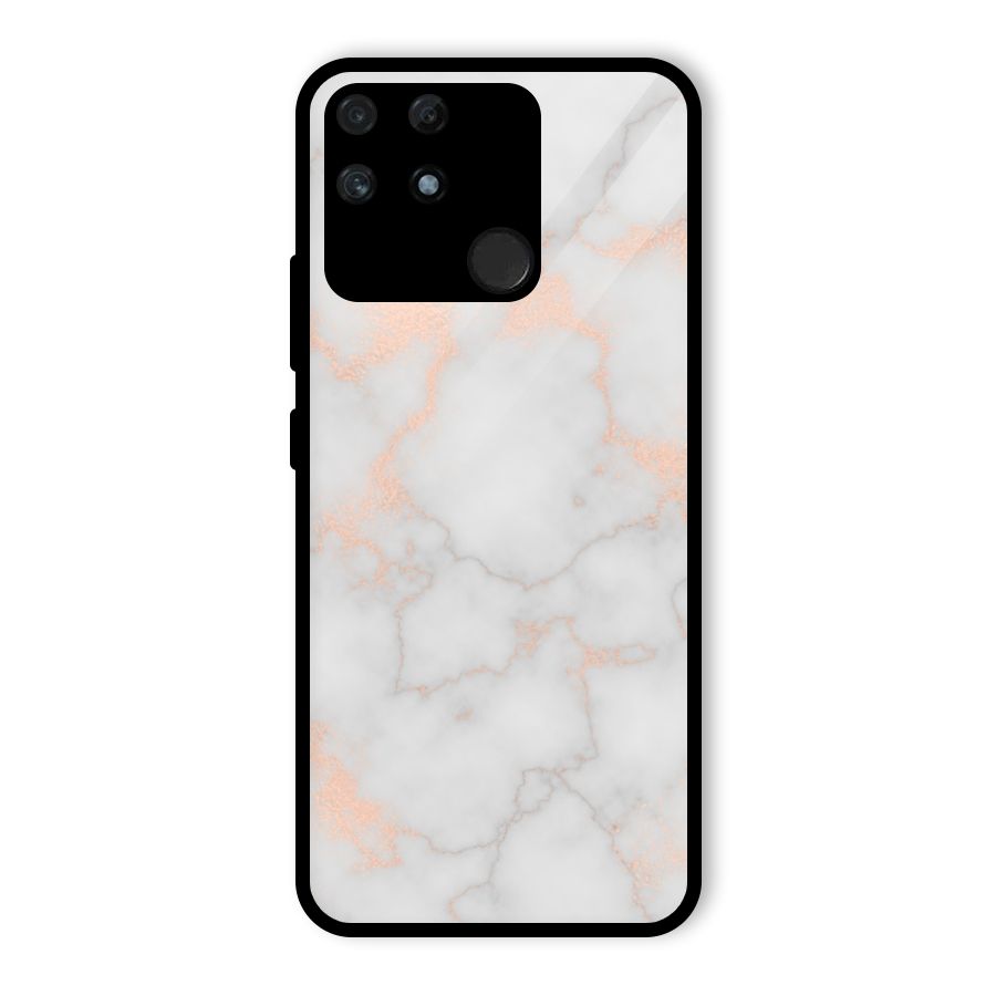 RoseGold Marble Glass Back Case for Realme Narzo 50A