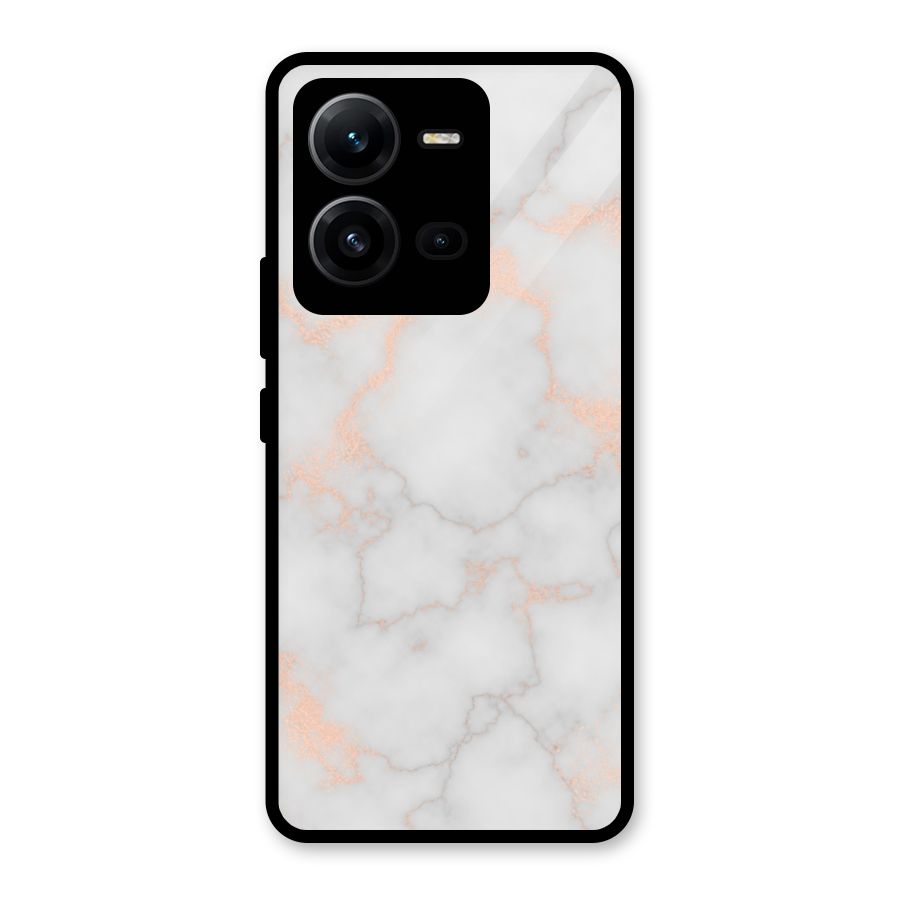 RoseGold Marble Glass Back Case for Vivo V25