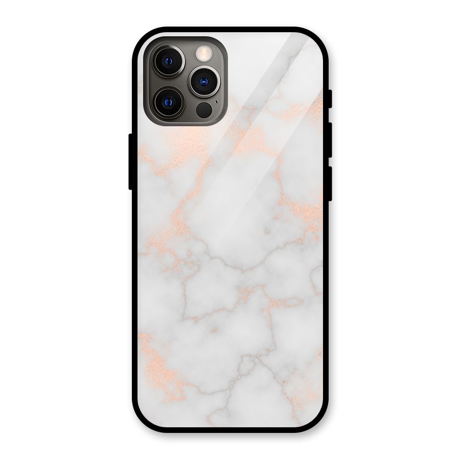 RoseGold Marble Glass Back Case for iPhone 12 Pro