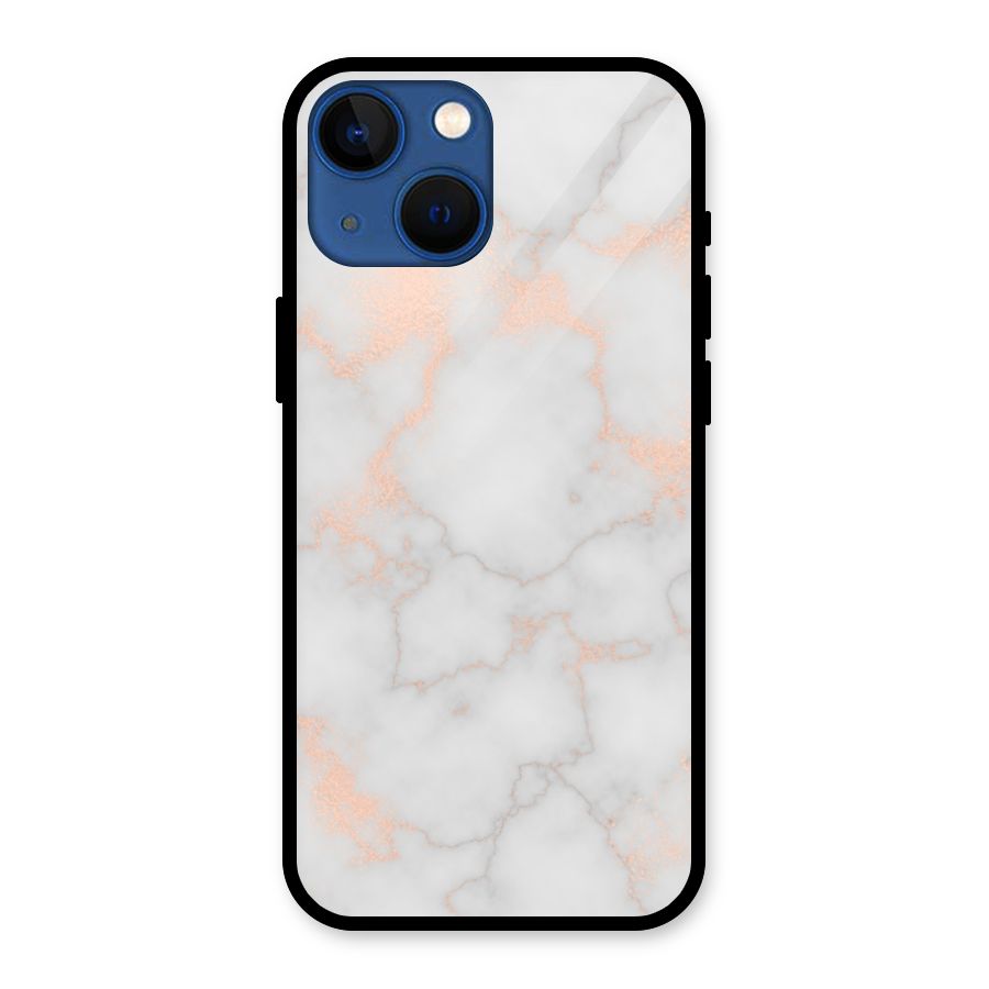 RoseGold Marble Glass Back Case for iPhone 13 Mini