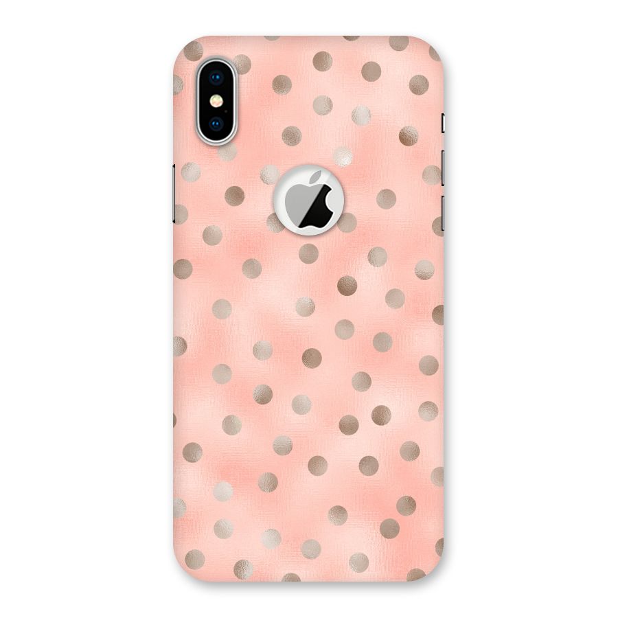 RoseGold Polka Dots Back Case for iPhone XS Logo Cut