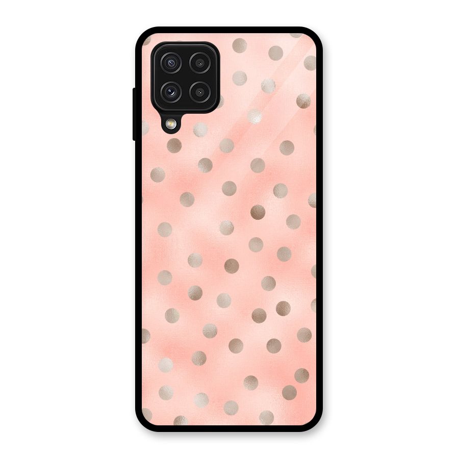 RoseGold Polka Dots Glass Back Case for Galaxy A22 4G