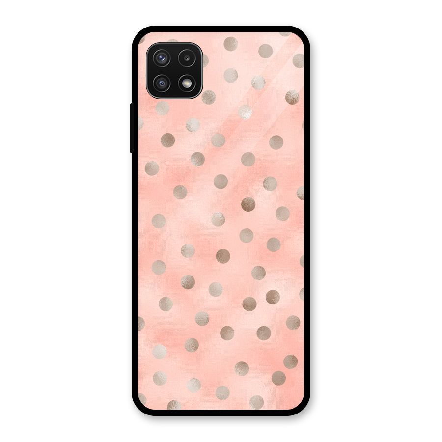 RoseGold Polka Dots Glass Back Case for Galaxy A22 5G