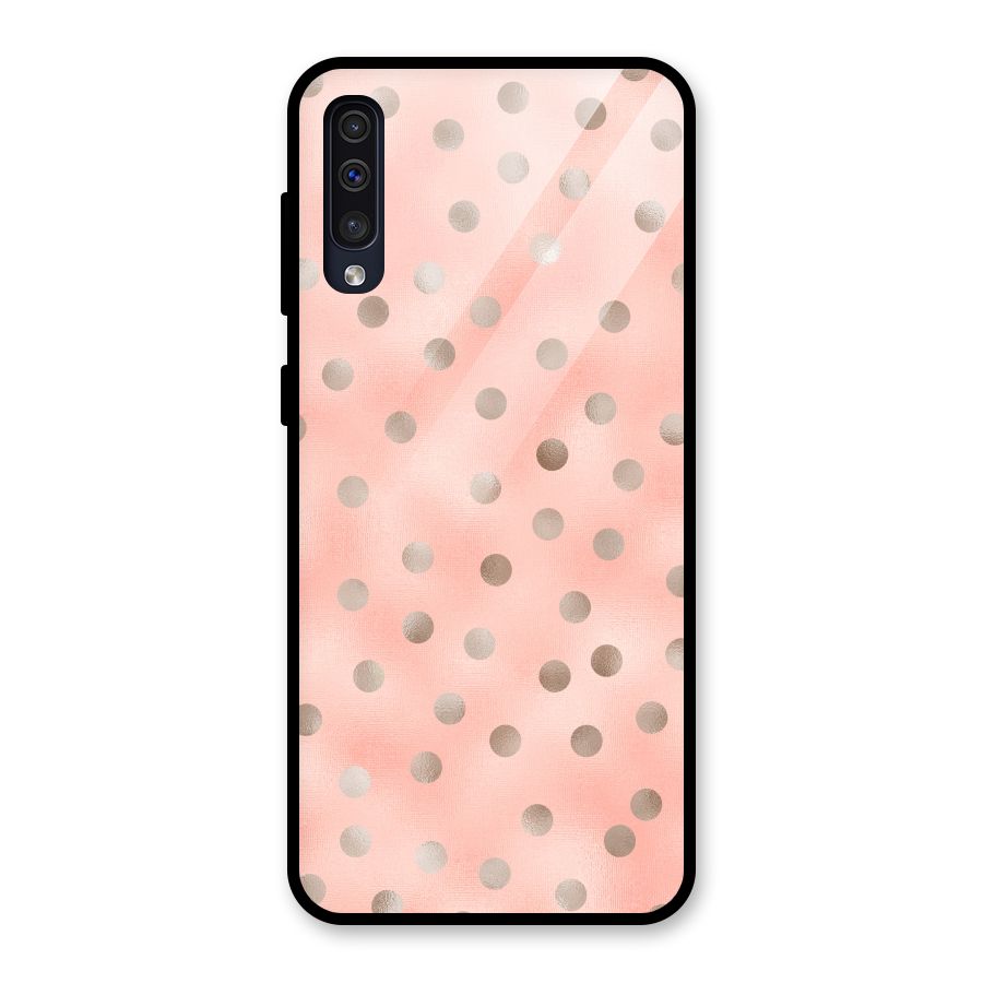 RoseGold Polka Dots Glass Back Case for Galaxy A50
