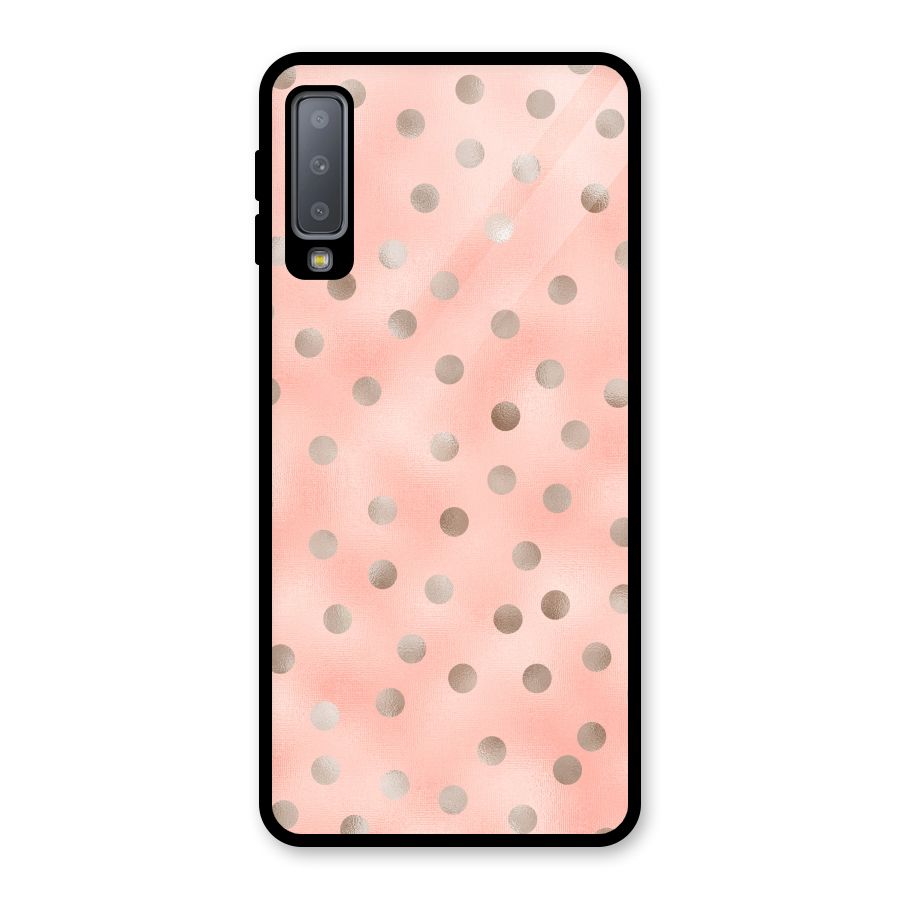 RoseGold Polka Dots Glass Back Case for Galaxy A7 (2018)