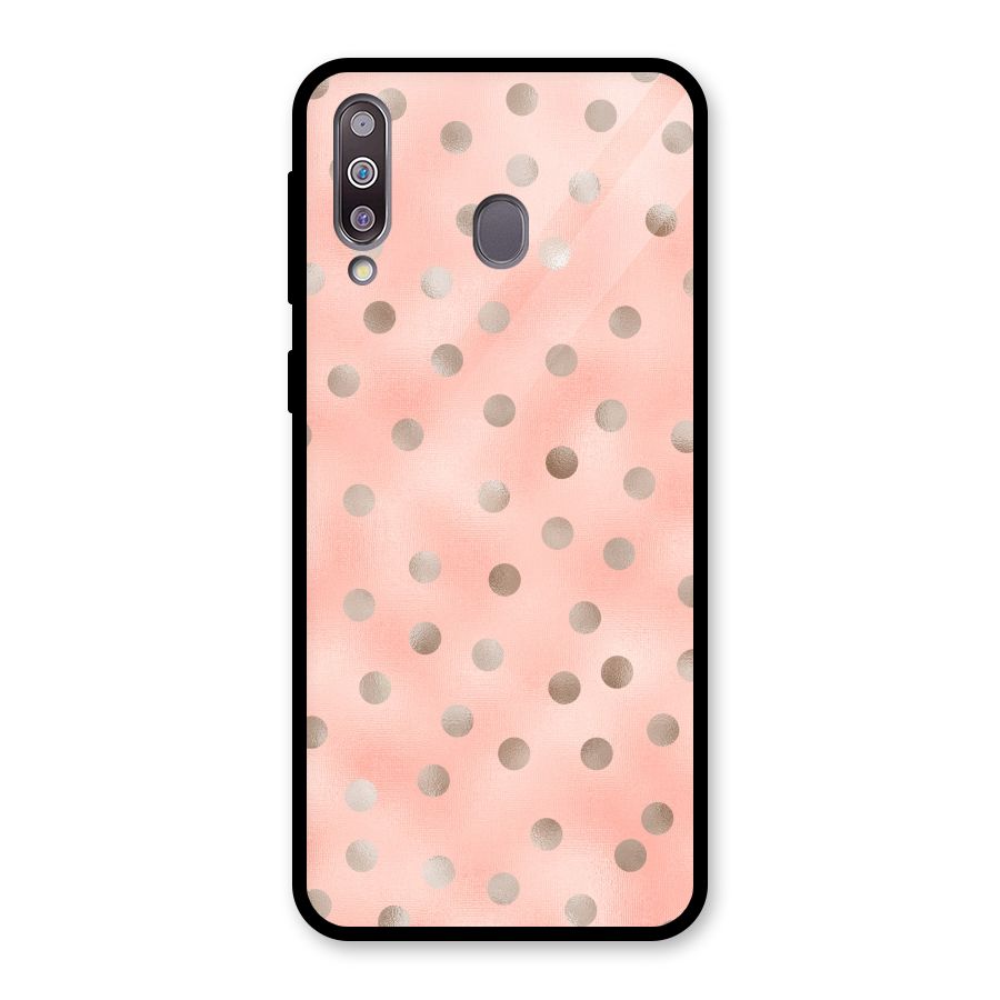 RoseGold Polka Dots Glass Back Case for Galaxy M30