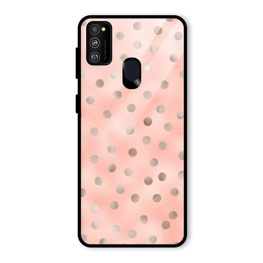 RoseGold Polka Dots Glass Back Case for Galaxy M30s