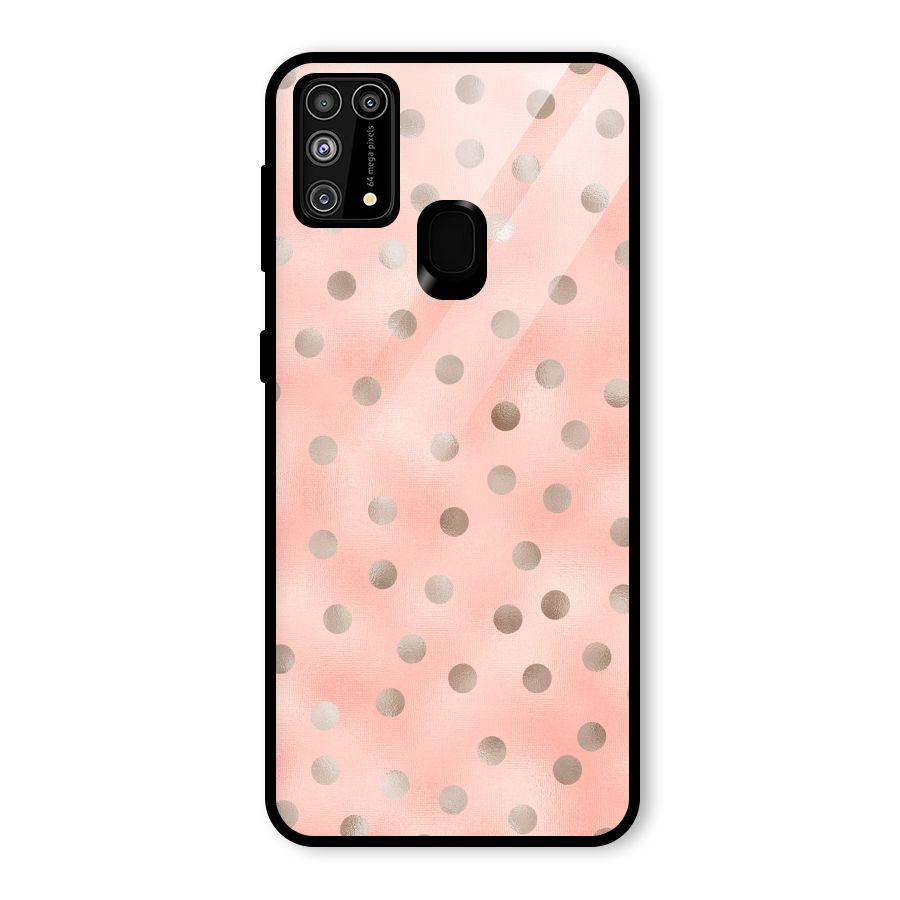 RoseGold Polka Dots Glass Back Case for Galaxy M31