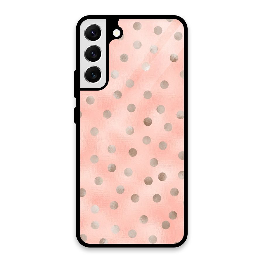 RoseGold Polka Dots Glass Back Case for Galaxy S22 Plus 5G