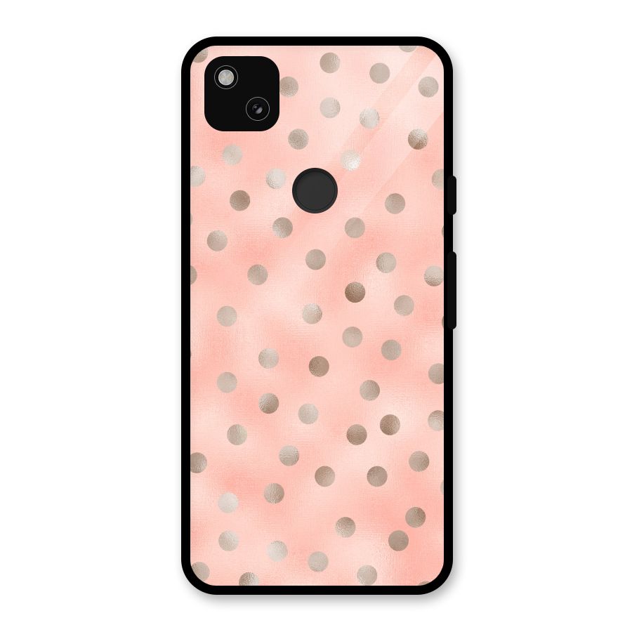 RoseGold Polka Dots Glass Back Case for Google Pixel 4a