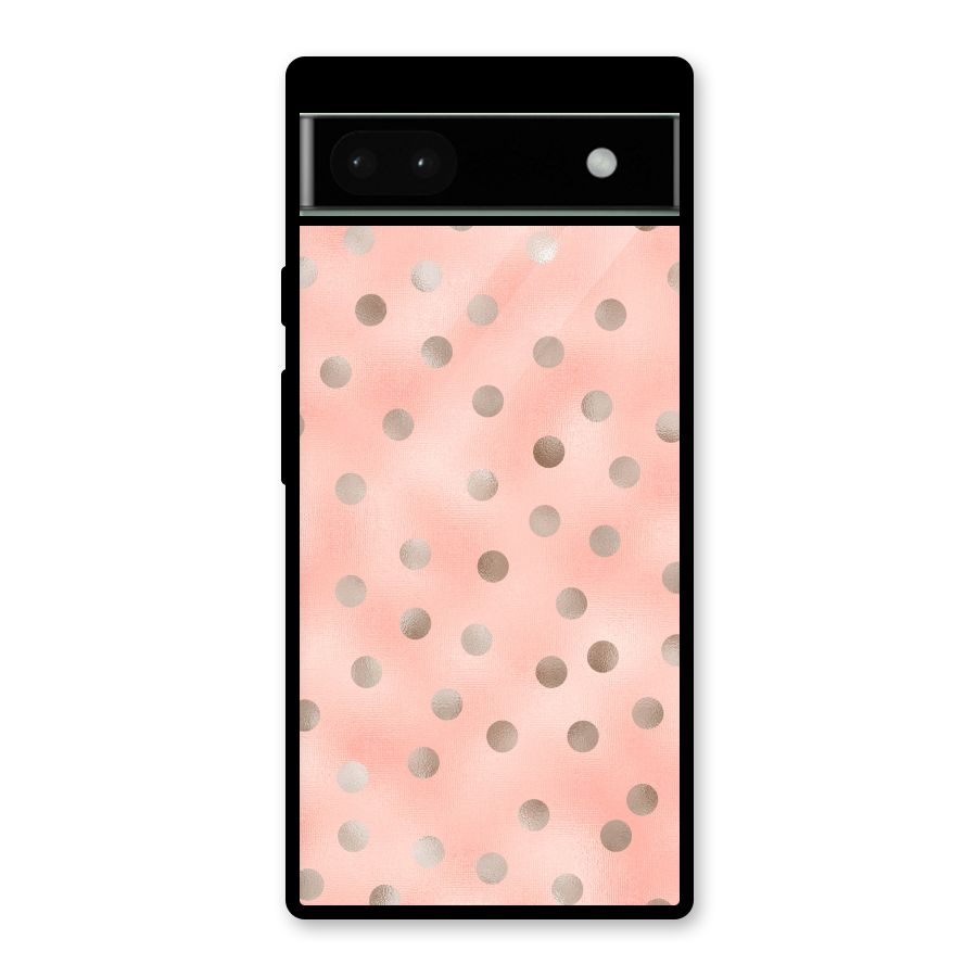 RoseGold Polka Dots Glass Back Case for Google Pixel 6a