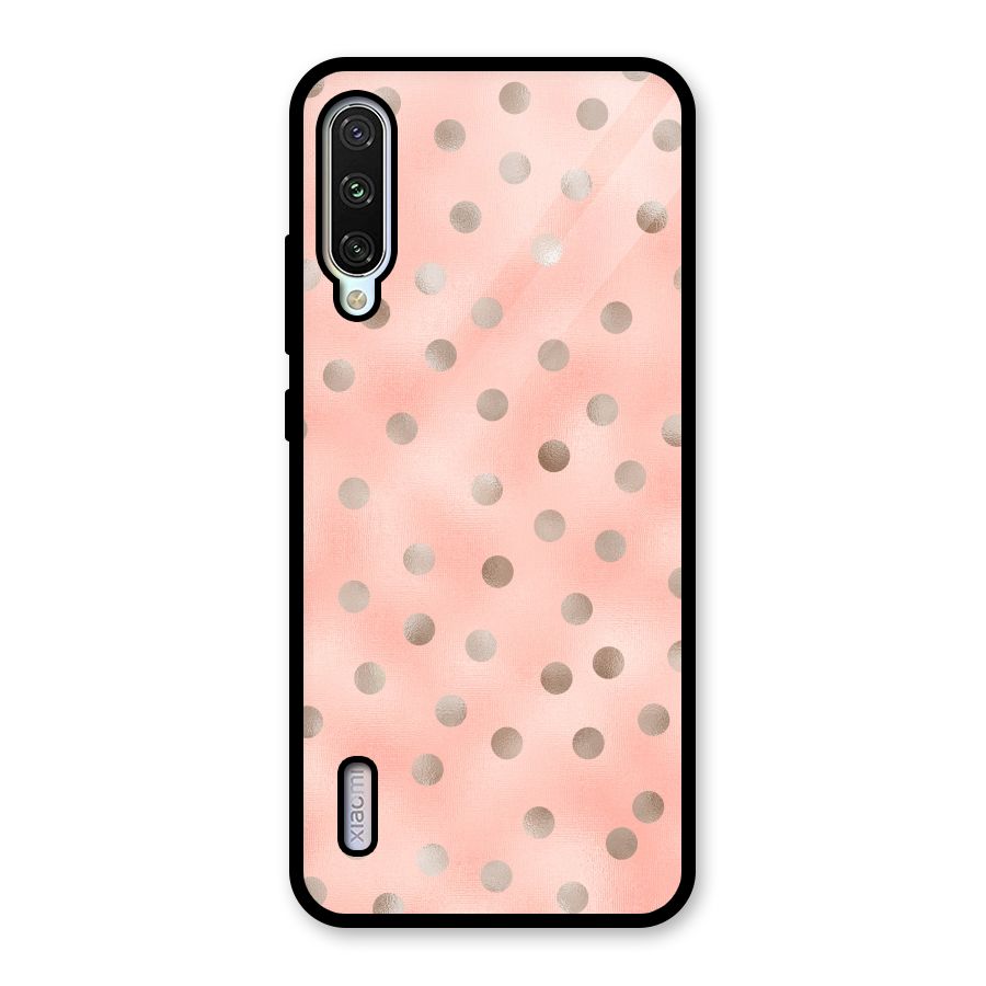 RoseGold Polka Dots Glass Back Case for Mi A3