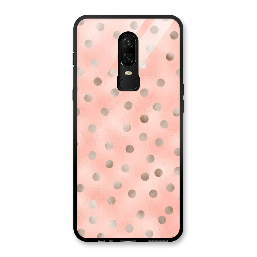 RoseGold Polka Dots Glass Back Case for OnePlus 6