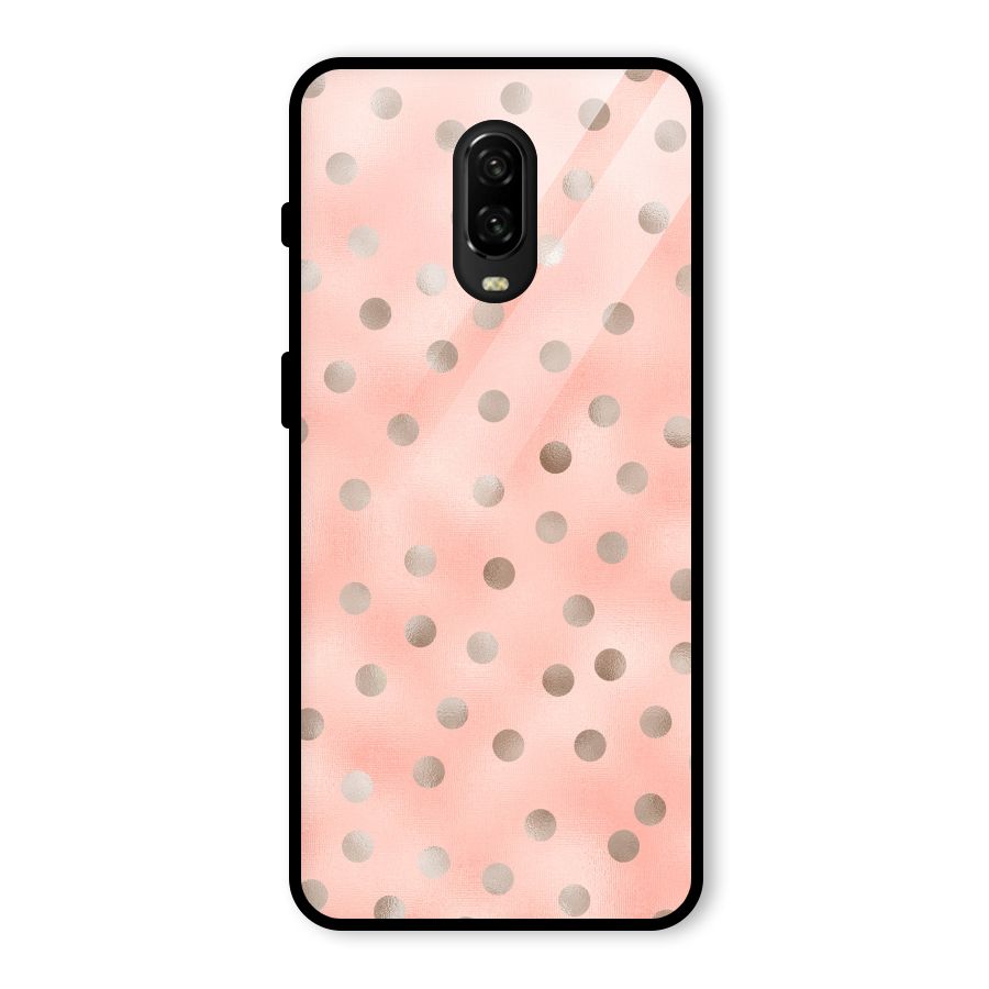 RoseGold Polka Dots Glass Back Case for OnePlus 6T