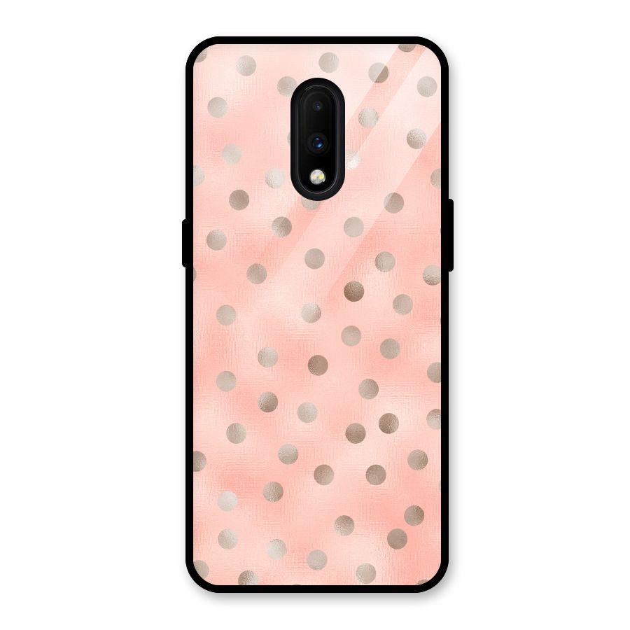 RoseGold Polka Dots Glass Back Case for OnePlus 7