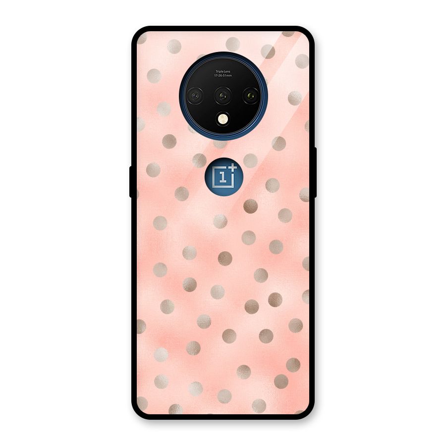 RoseGold Polka Dots Glass Back Case for OnePlus 7T