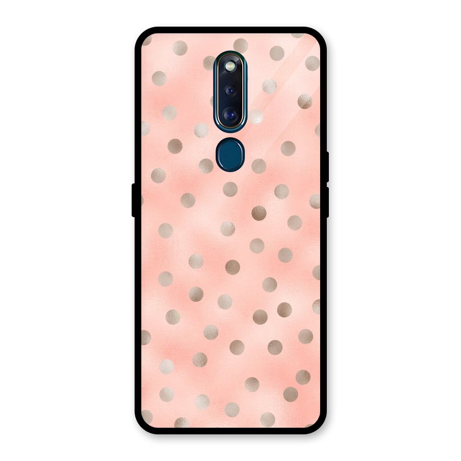 RoseGold Polka Dots Glass Back Case for Oppo F11 Pro