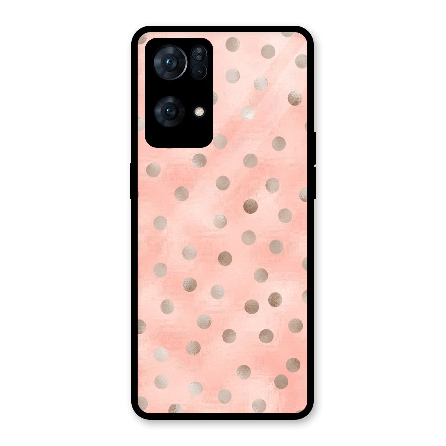 RoseGold Polka Dots Glass Back Case for Oppo Reno7 Pro 5G