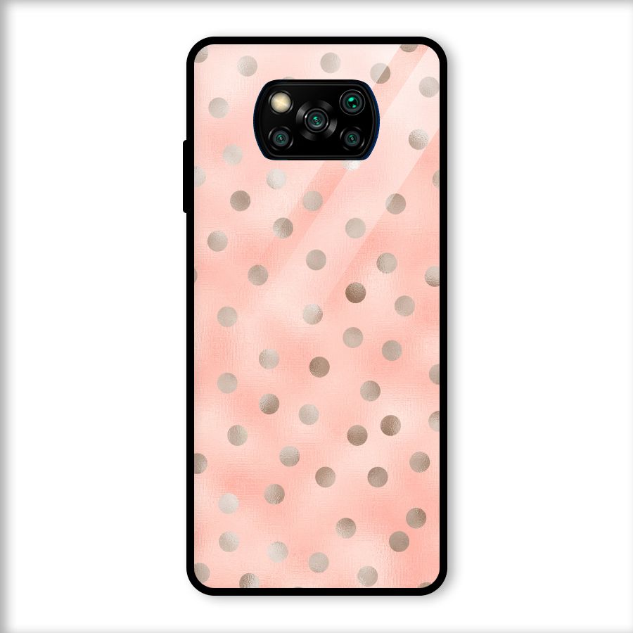 RoseGold Polka Dots Glass Back Case for Poco X3