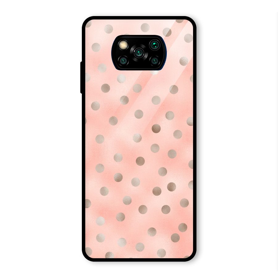 RoseGold Polka Dots Glass Back Case for Poco X3 Pro