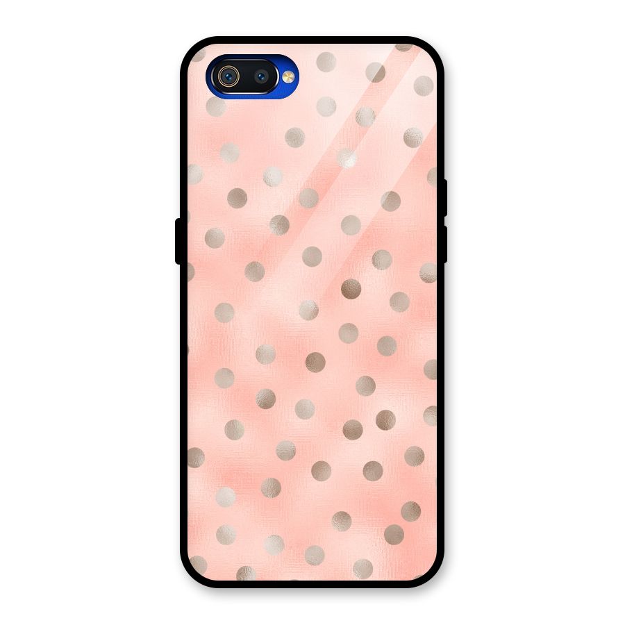 RoseGold Polka Dots Glass Back Case for Realme C2