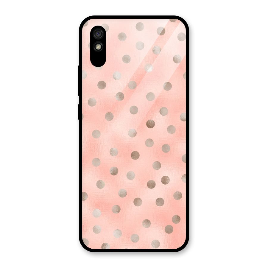 RoseGold Polka Dots Glass Back Case for Redmi 9A