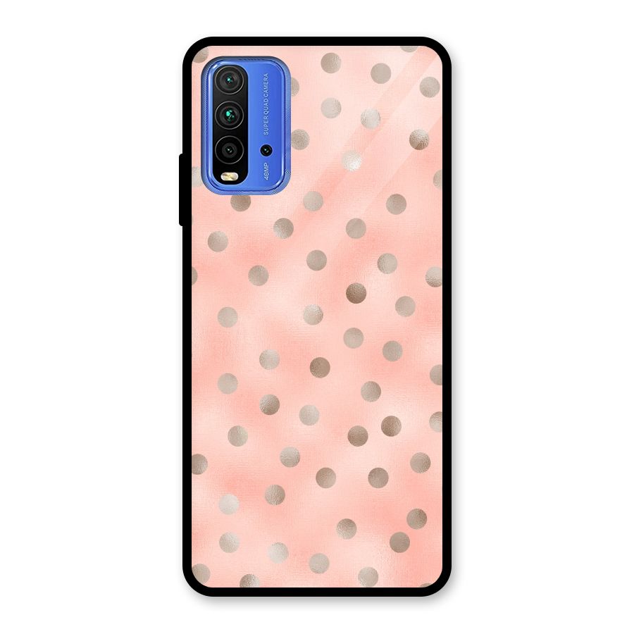 RoseGold Polka Dots Glass Back Case for Redmi 9 Power
