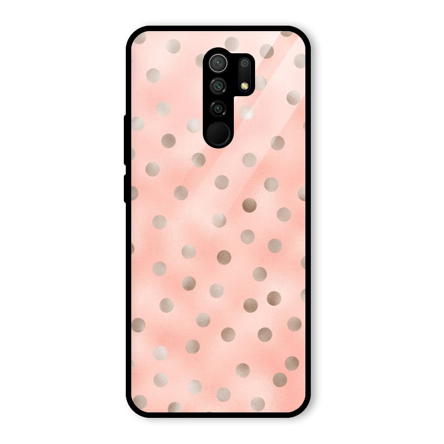 RoseGold Polka Dots Glass Back Case for Redmi 9 Prime