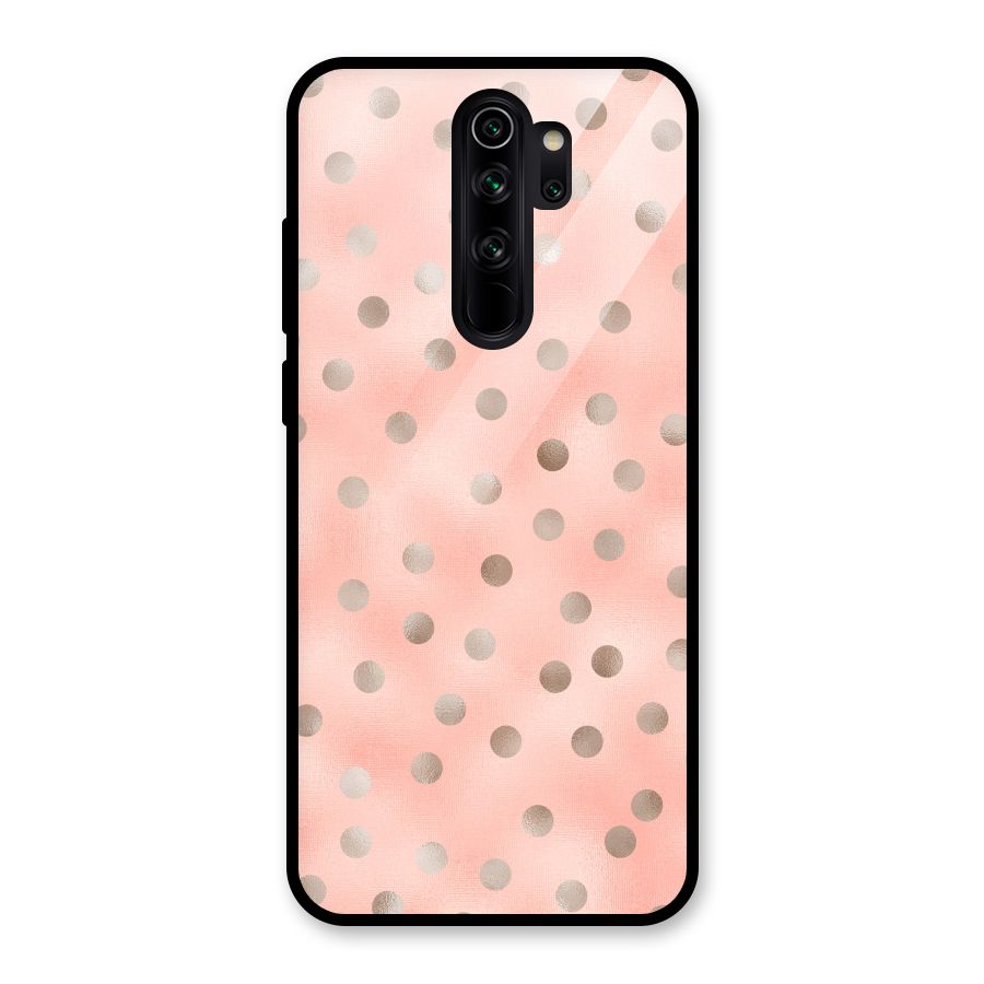 RoseGold Polka Dots Glass Back Case for Redmi Note 8 Pro