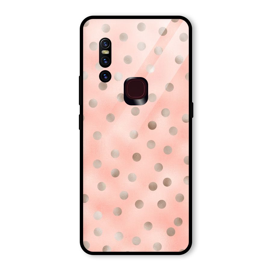 RoseGold Polka Dots Glass Back Case for Vivo V15