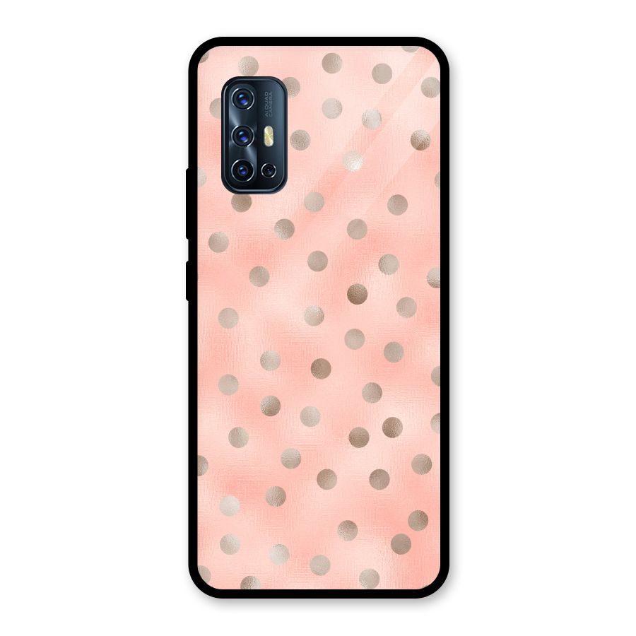 RoseGold Polka Dots Glass Back Case for Vivo V17
