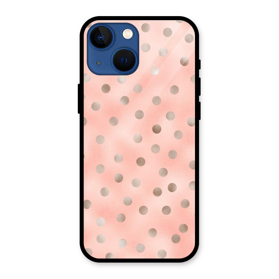 RoseGold Polka Dots Glass Back Case for iPhone 13 Mini