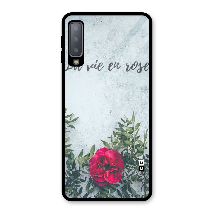 Rose Life Glass Back Case for Galaxy A7 (2018)