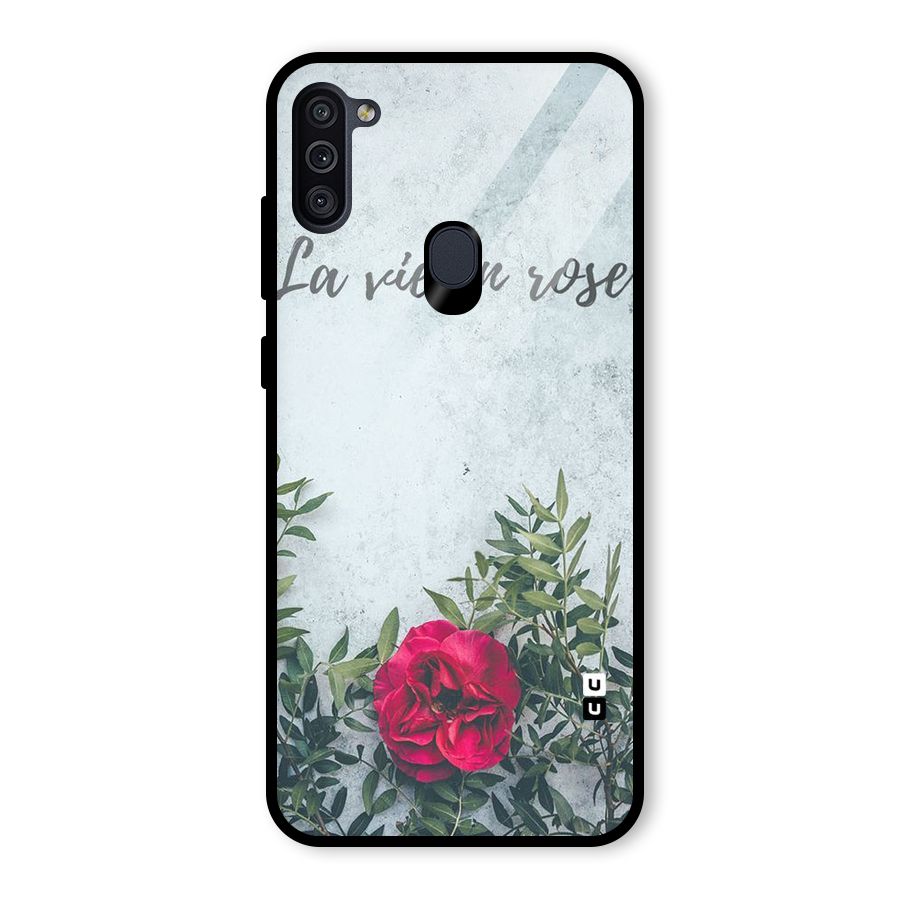 Rose Life Glass Back Case for Galaxy M11