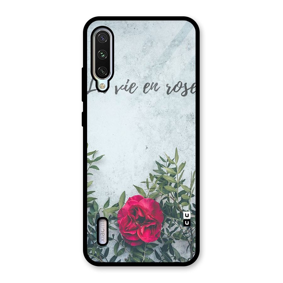 Rose Life Glass Back Case for Mi A3