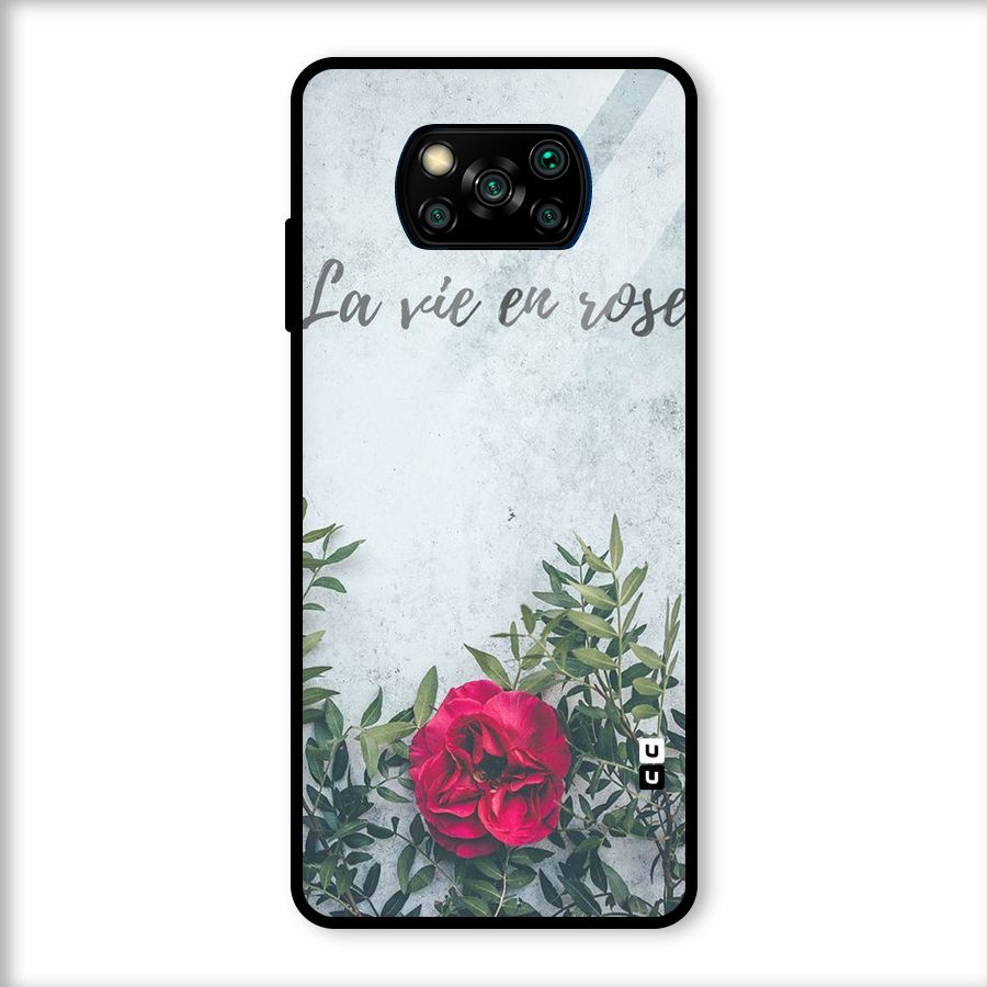 Rose Life Glass Back Case for Poco X3