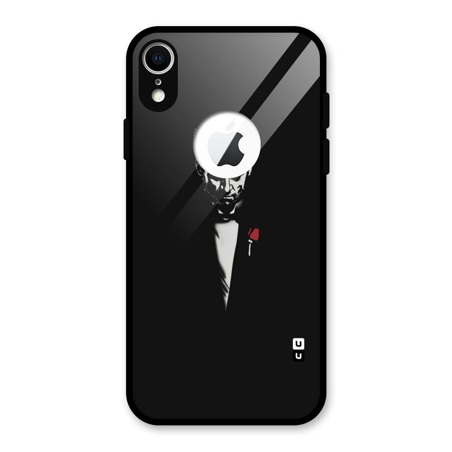 Rose Man Glass Back Case for iPhone XR Logo Cut