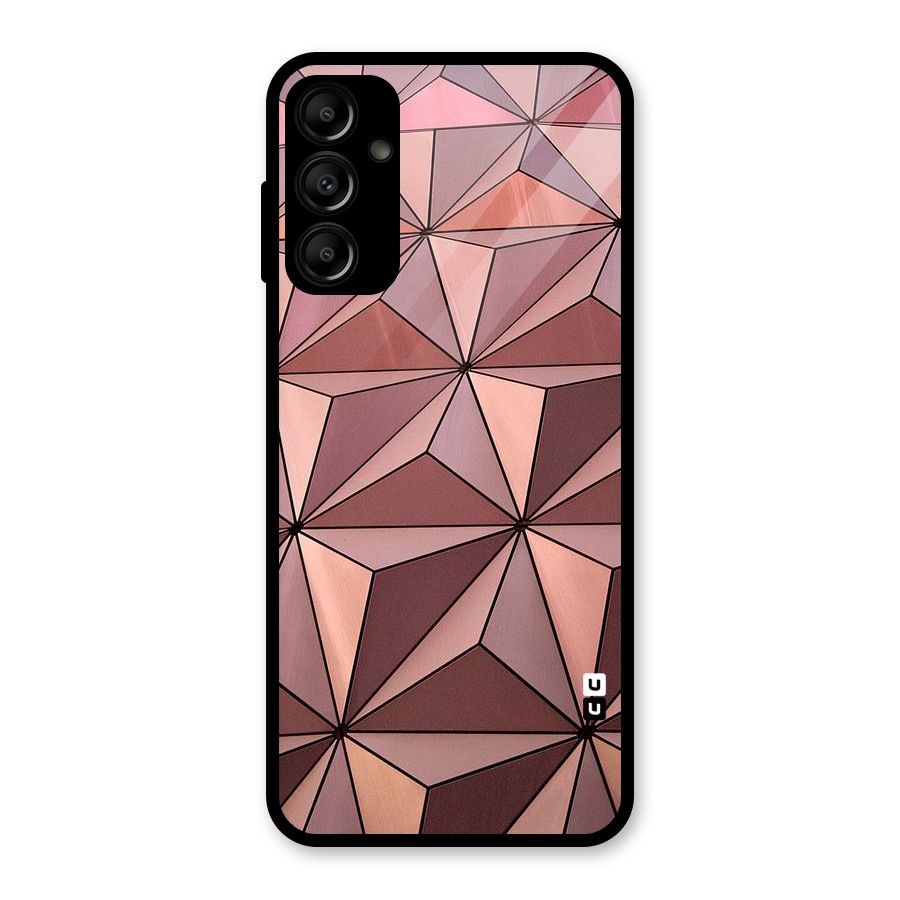 Rosegold Abstract Shapes Glass Back Case for Galaxy A14 5G