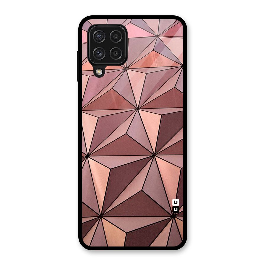 Rosegold Abstract Shapes Glass Back Case for Galaxy A22 4G