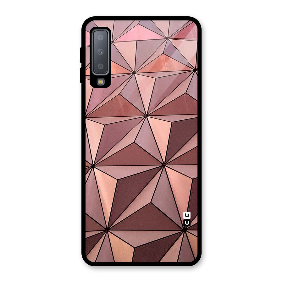 Rosegold Abstract Shapes Glass Back Case for Galaxy A7 (2018)