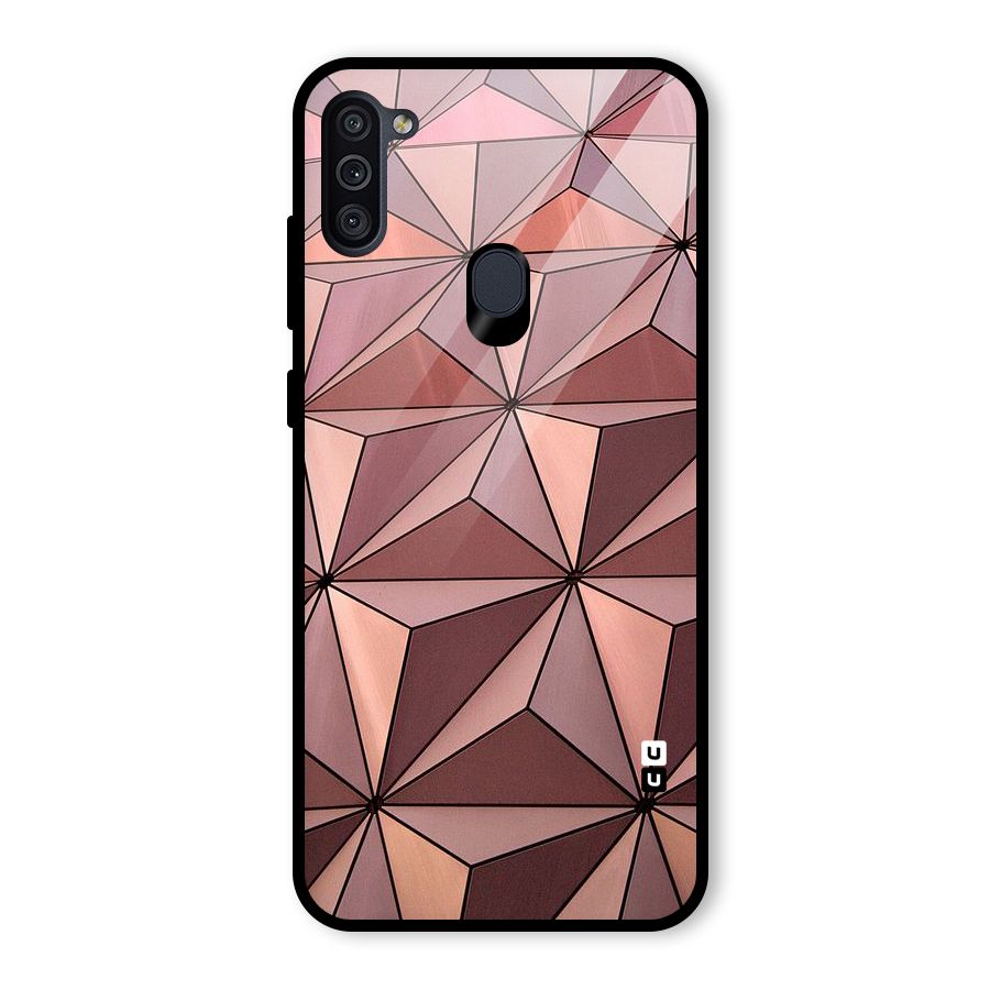 Rosegold Abstract Shapes Glass Back Case for Galaxy M11