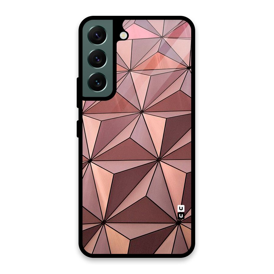 Rosegold Abstract Shapes Glass Back Case for Galaxy S22 5G