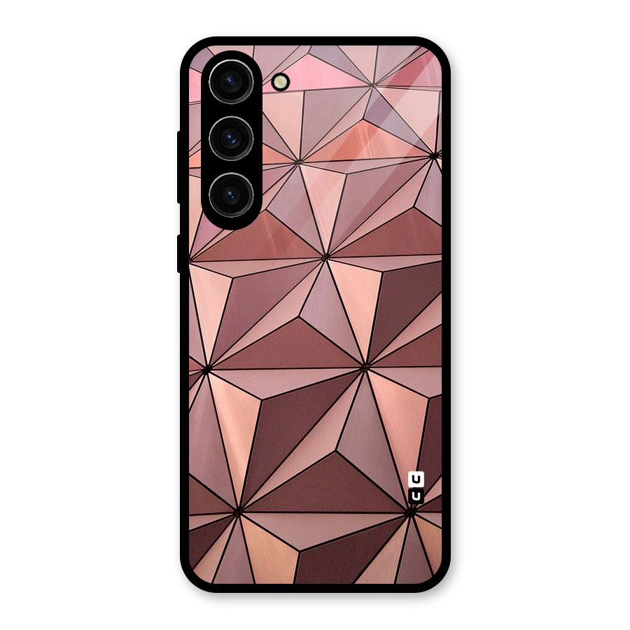 Rosegold Abstract Shapes Glass Back Case for Galaxy S23 Plus