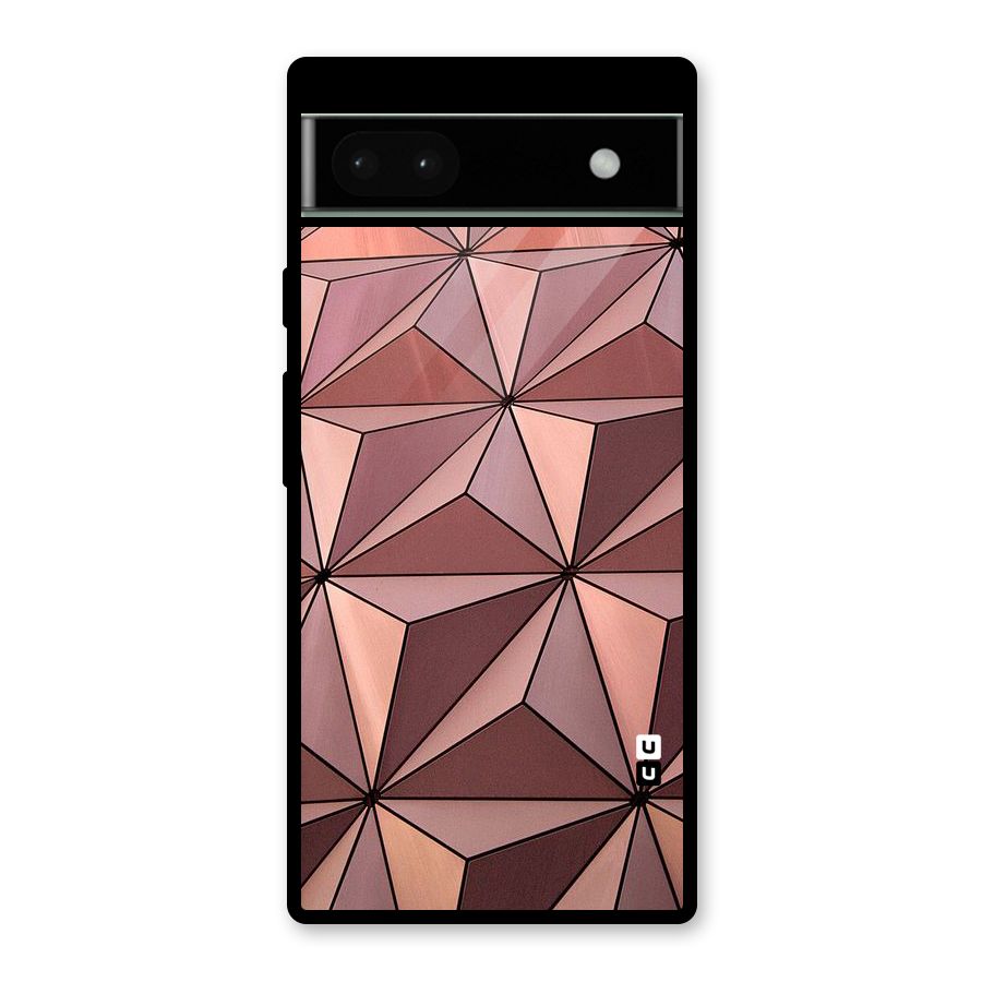 Rosegold Abstract Shapes Glass Back Case for Google Pixel 6a