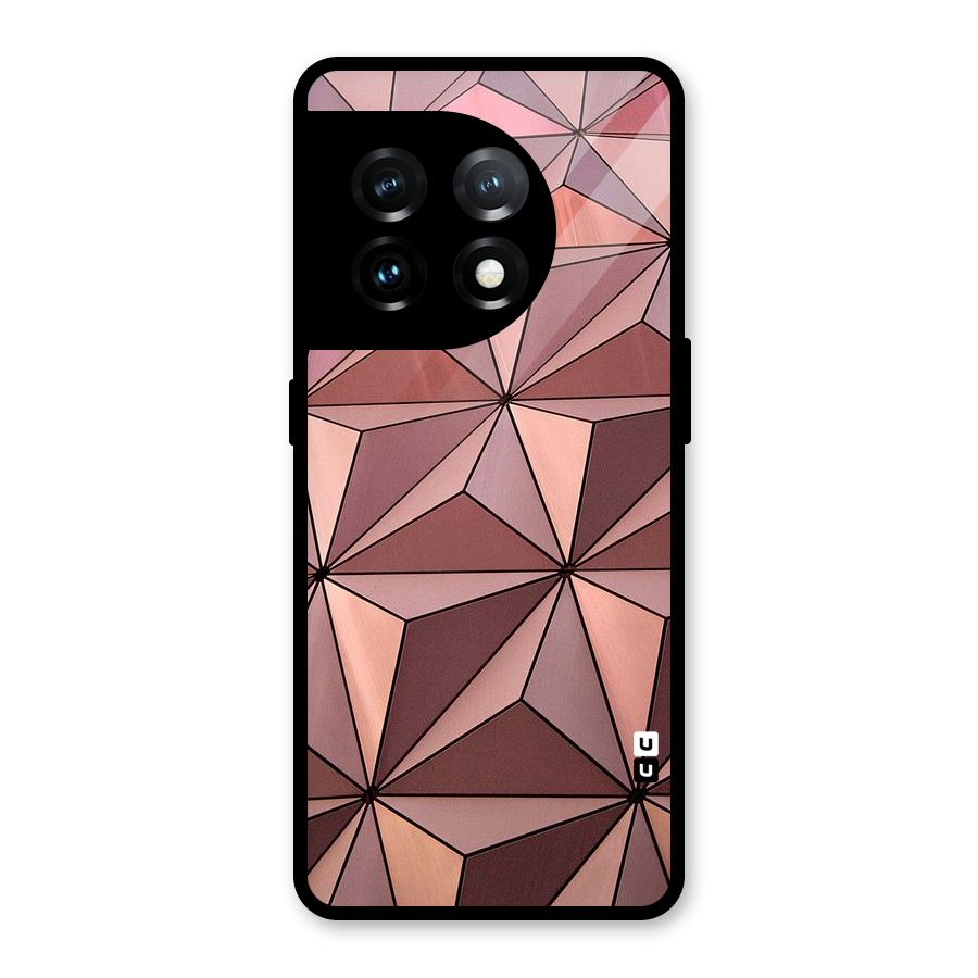 Rosegold Abstract Shapes Glass Back Case for OnePlus 11