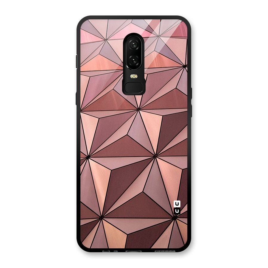 Rosegold Abstract Shapes Glass Back Case for OnePlus 6