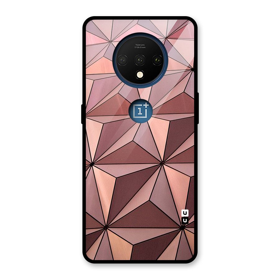Rosegold Abstract Shapes Glass Back Case for OnePlus 7T