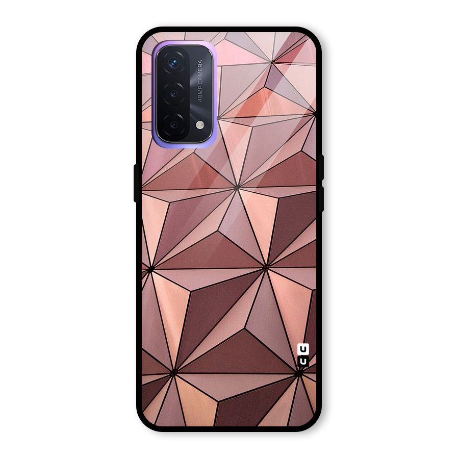 Rosegold Abstract Shapes Glass Back Case for Oppo A74 5G