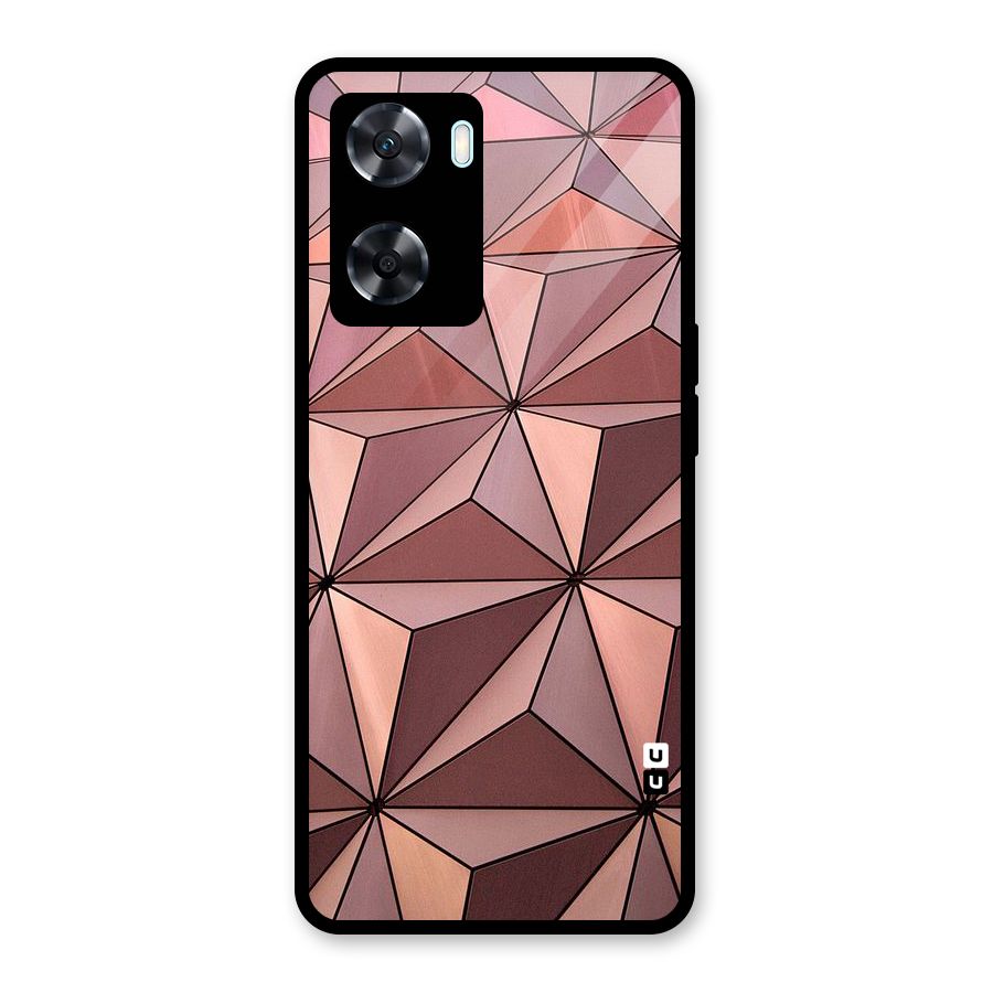 Rosegold Abstract Shapes Glass Back Case for Oppo A77