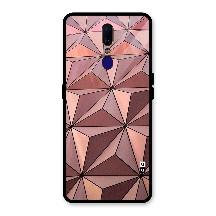 Rosegold Abstract Shapes Glass Back Case for Oppo F11